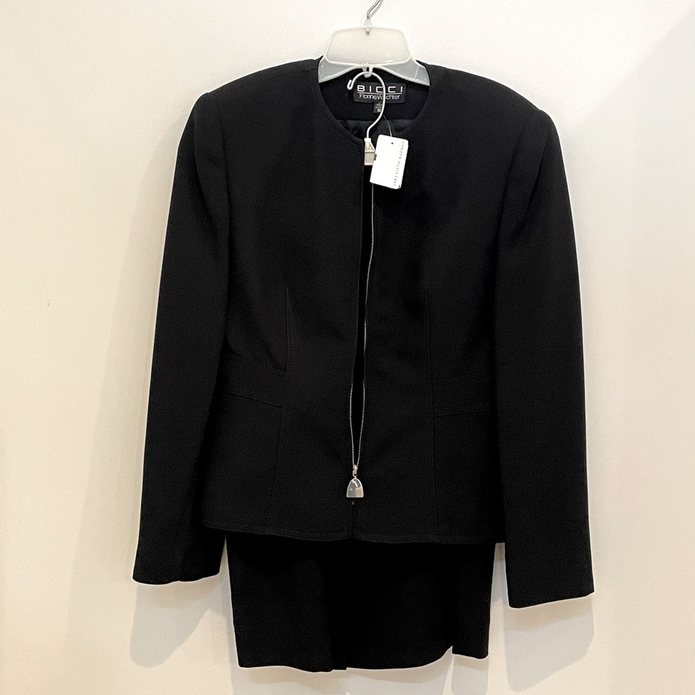 Bicci Florine Wachtor Vintage Black Skirt Suit Size 10